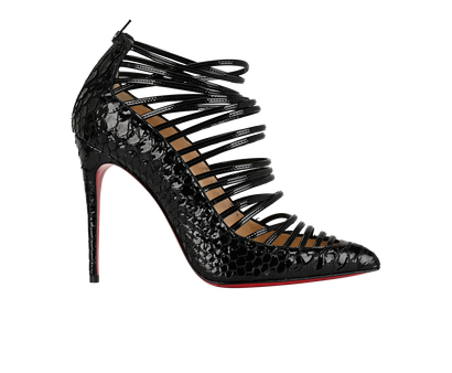 Christian Louboutin Gortik 100, &pound;350, Shoes, Black, Patent Leather, Front view