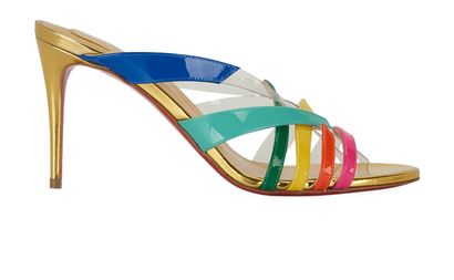Christian Louboutin Decidela 85MM Rainbow Plexi Mules, front view