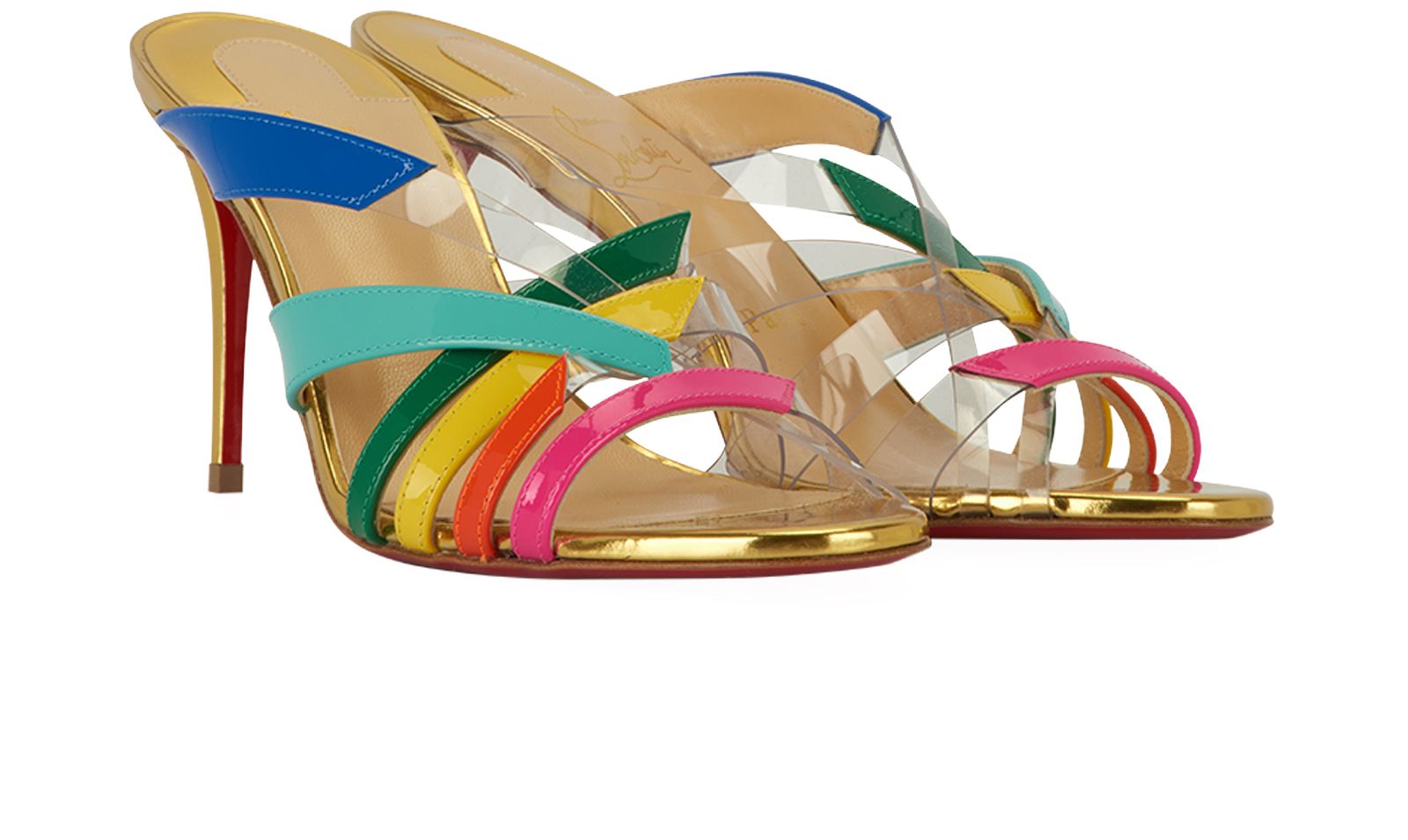 Christian Louboutin Decidela 85MM Rainbow Plexi Mules Heels Designer Exchange Buy Sell Exchange