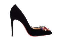 Christian Louboutin So Kate Jewelled Heels, Velvet/Leather, Black,UK5.5,3*