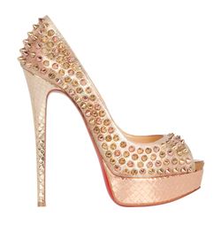 Pre-loved Christian Louboutin Lady Peep Spikes 160 Heels - £350