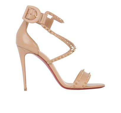Christian Louboutin Choca Spikes 100, &pound;350, Shoes, Beige/Pink, Leather, Front view