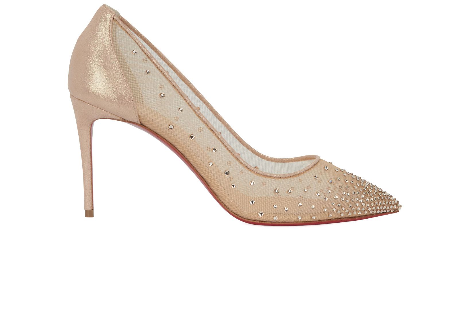 Christian Louboutin Follies Strass Suede Pumps 85 - Beige - 38