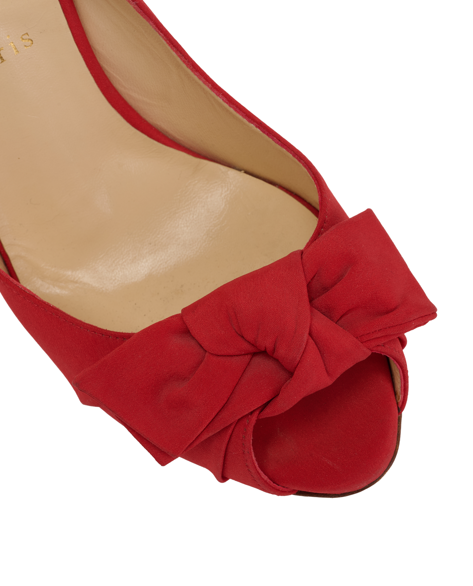 Christian Louboutin Bow Slingback Heels, &pound;150, Shoes, Red, Satin, Other view