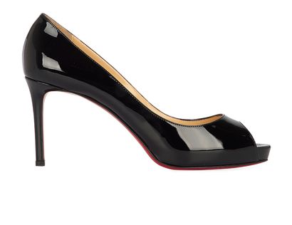 Christian Louboutin No Matter 85, £350, Shoes, Black, Patent Leather, Front view