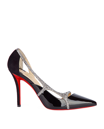 Christian Louboutin Edith 100 Crystal Strap Heels, front view