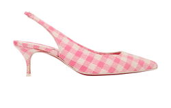 Christian Louboutin Gingham Kate Slingback Heels, Fabric,White/Pink,UK4,2*