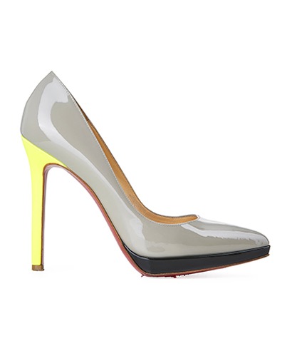 Christian Louboutin Greige Pigalle With Neon Heel, front view