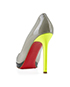Christian Louboutin Greige Pigalle With Neon Heel, back view