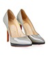 Christian Louboutin Greige Pigalle With Neon Heel, side view