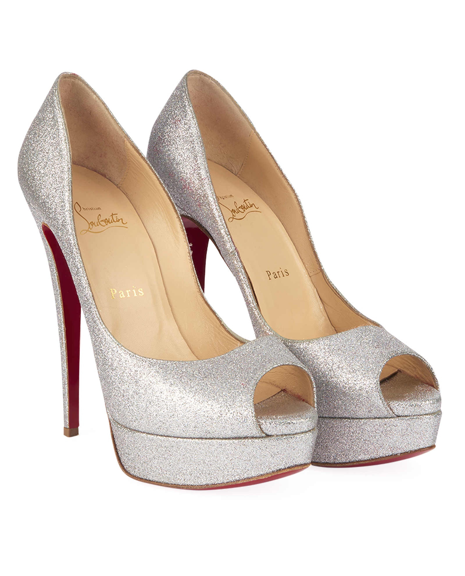 Louboutin 'Simple' Glitter 5 inch heel, sz 39.5 - Gee Loretta