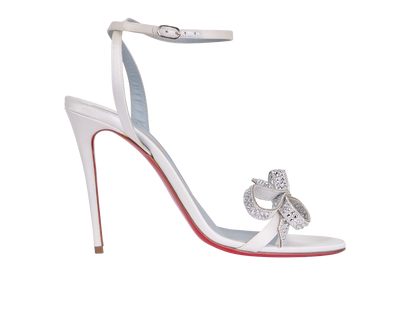 Christian Louboutin Jewel Queen 100, &pound;350, Shoes, White, Crystal/Satin, Front view