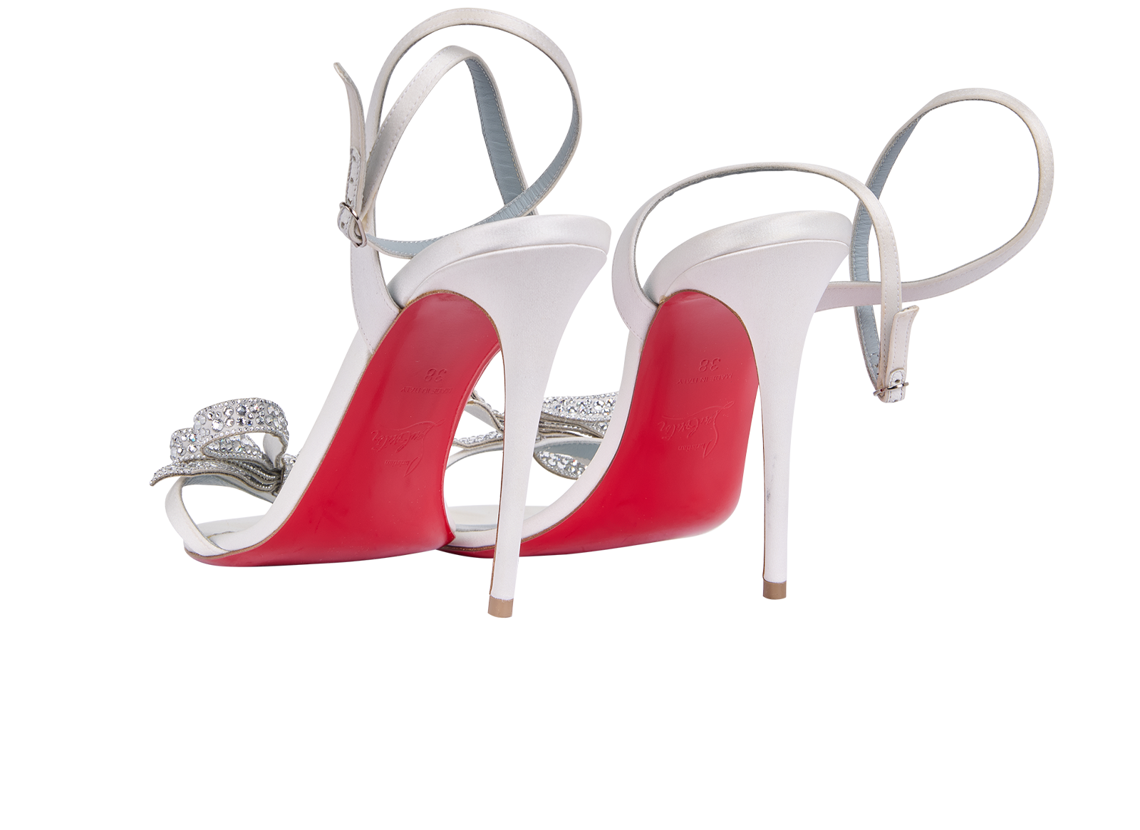 Christian Louboutin Jewel Queen 100, &pound;350, Shoes, White, Crystal/Satin, Back view
