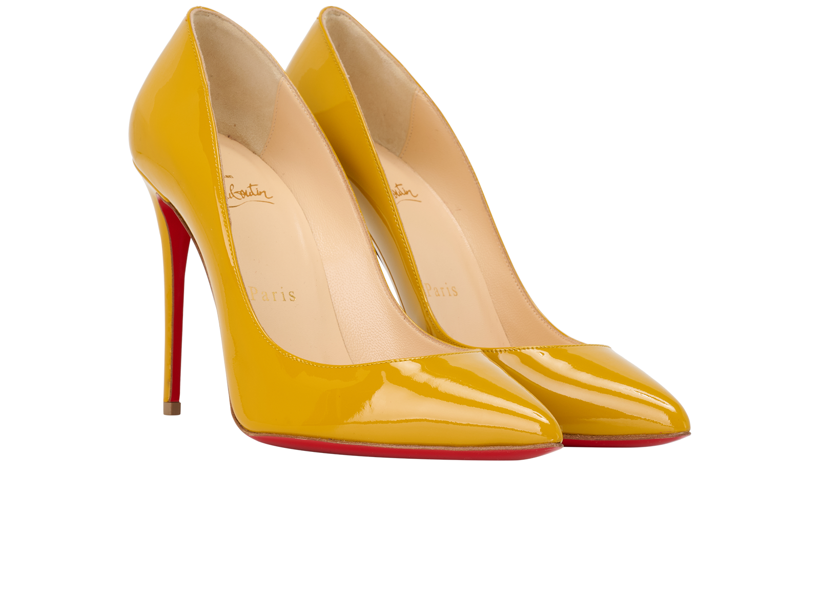 Christian Louboutin So Kate Pumps, &pound;275, Shoes, Yellow, Patent Leather, Side view