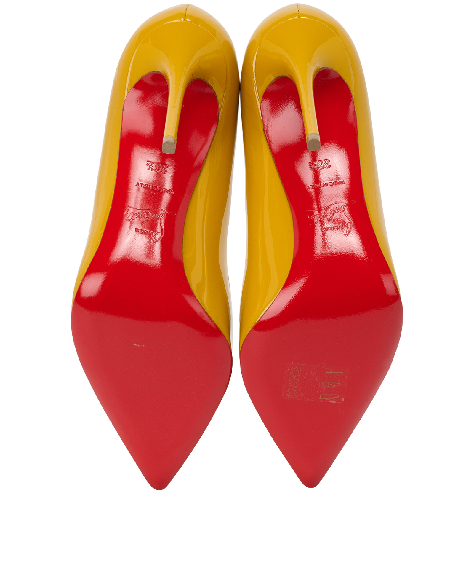 Christian Louboutin So Kate Pumps, &pound;275, Shoes, Yellow, Patent Leather, Top view