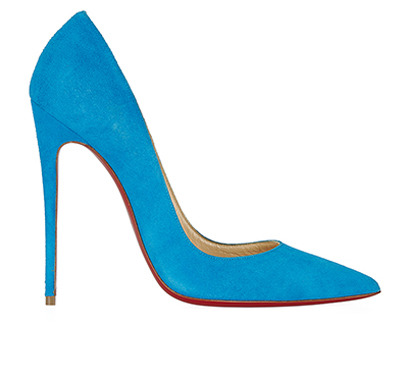 Christian Louboutin So Kate Heels, &pound;185, Shoes, Blue, Suede, Front view