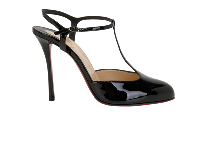 Christian Louboutin Me Pam T-Strap Pumps, &pound;395, Shoes, Black, Patent Leather, Front view