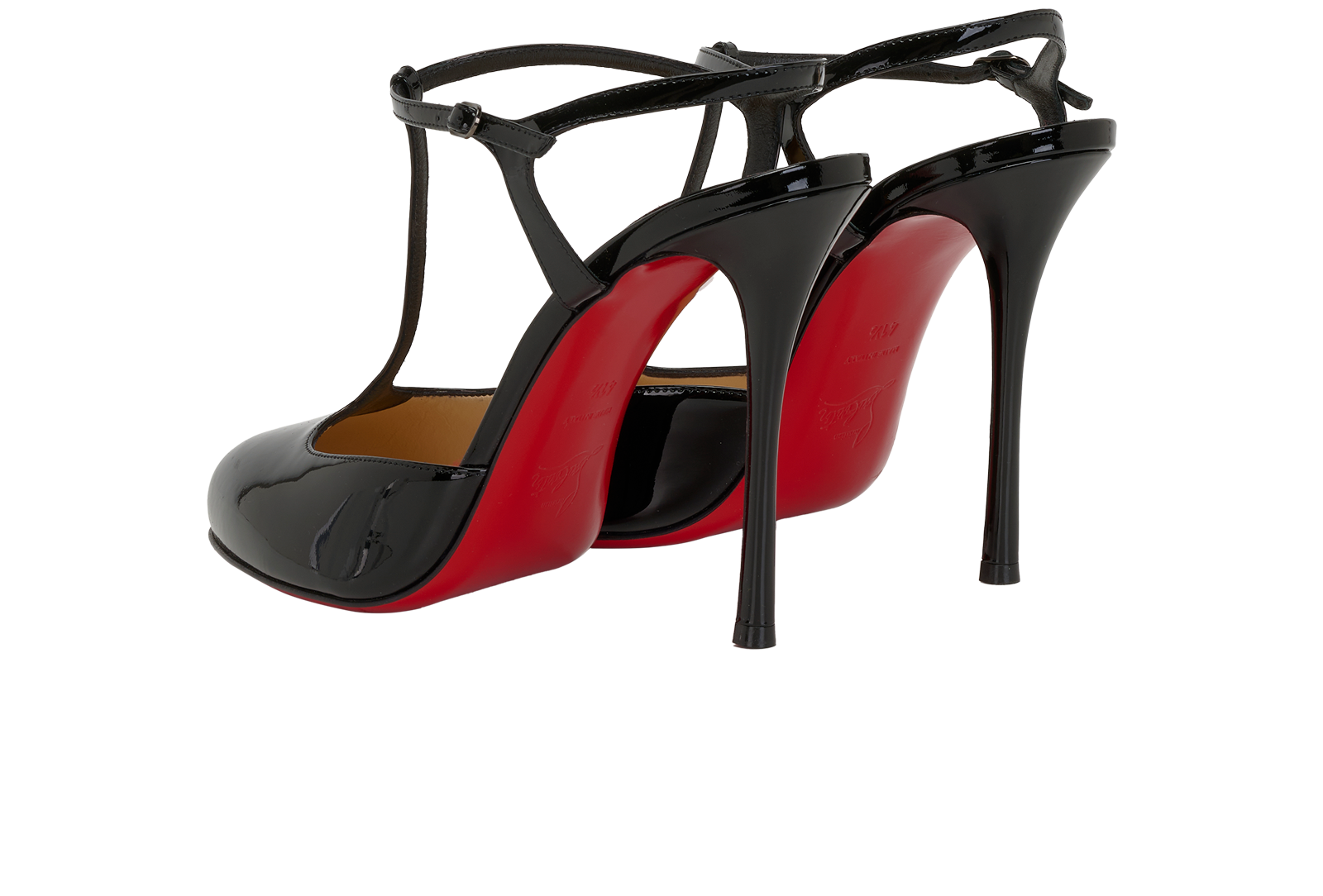 Christian Louboutin Me Pam T-Strap Pumps, &pound;395, Shoes, Black, Patent Leather, Back view