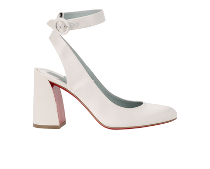 Christian Louboutin Miss Sab Sling Pumps, &pound;220, Shoes, White, Satin, Front view