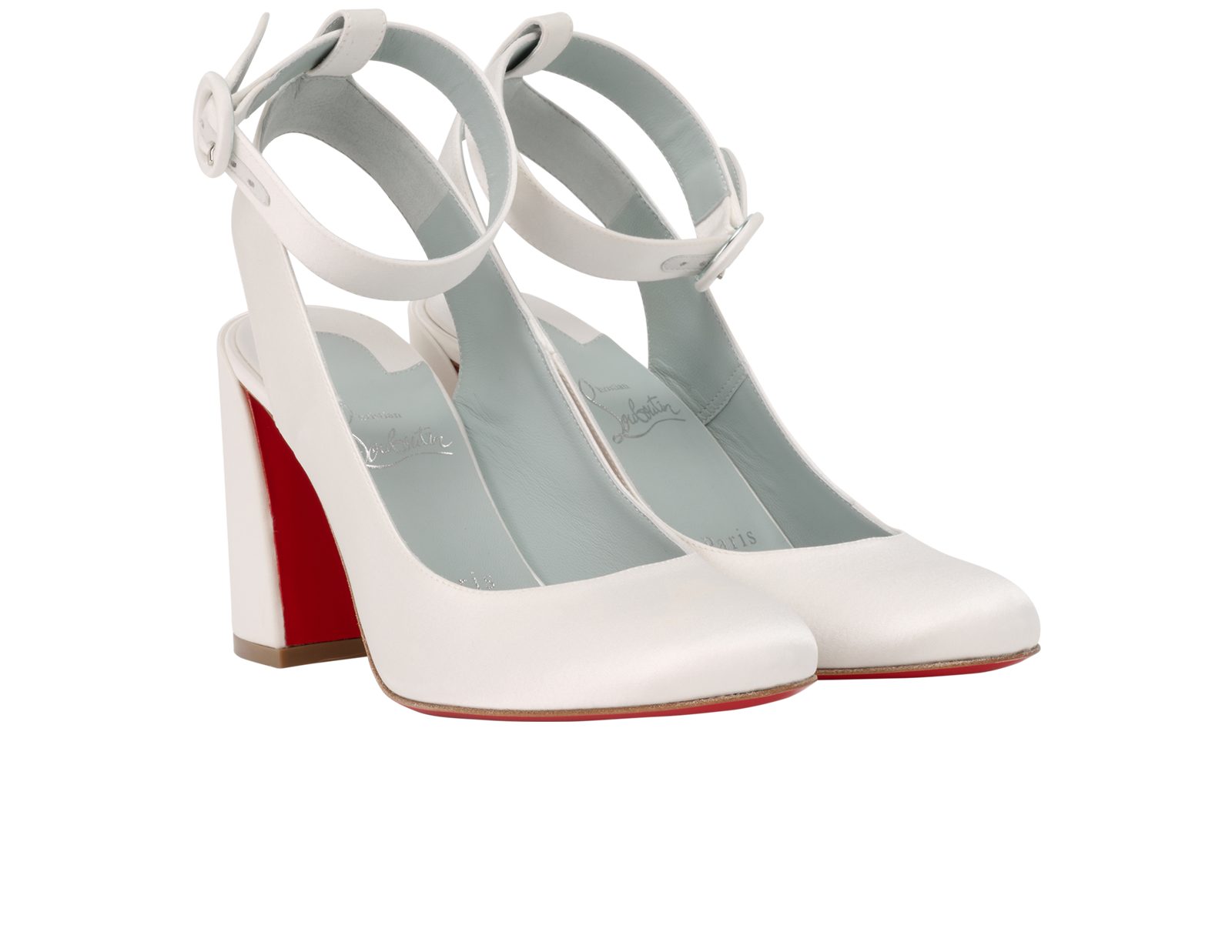Christian Louboutin Miss Sab Sling Pumps, &pound;220, Shoes, White, Satin, Side view