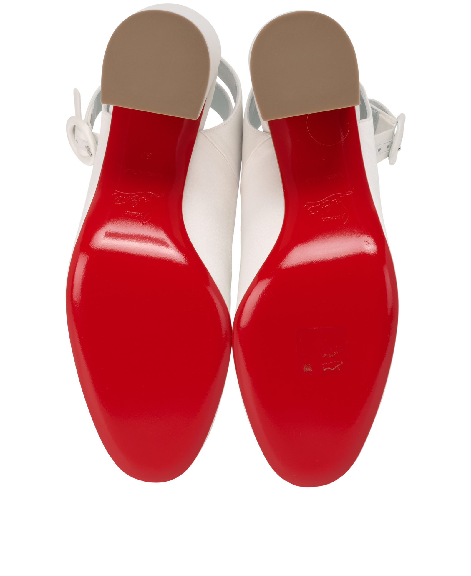 Christian Louboutin Miss Sab Sling Pumps, &pound;220, Shoes, White, Satin, Top view