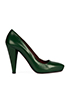 Miu Miu Green Leather Square Toe Heels, front view