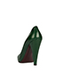 Miu Miu Green Leather Square Toe Heels, back view