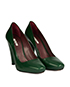 Miu Miu Green Leather Square Toe Heels, side view