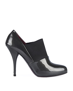 Miu Miu Elasticated Heels, Patent, Dark Silver, UK 3.5