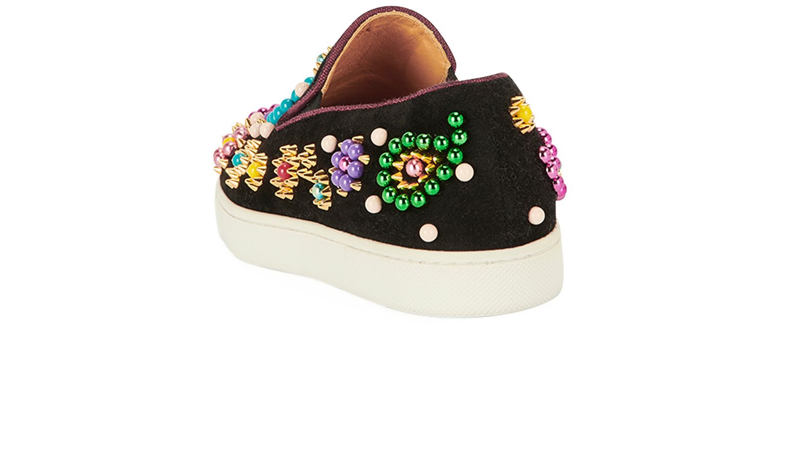 Christian Louboutin Embellished Slip-on Sneakers, &pound;190, Shoes, Black, Suede, Back view