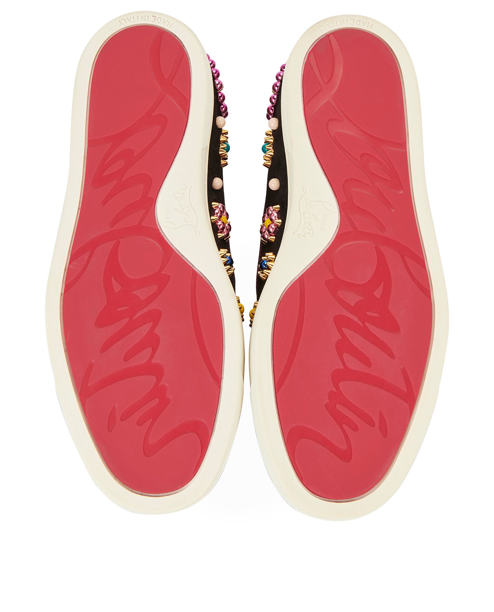 Christian Louboutin Embellished Slip-on Sneakers, &pound;190, Shoes, Black, Suede, Top view