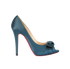 Christian Louboutin Madame Butterfly Heels, &pound;220, Shoes, Blue, Satin, Front view