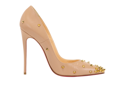 Christian Louboutin Degraspike Pumps, &pound;375, Shoes, Beige, Leather, Front view