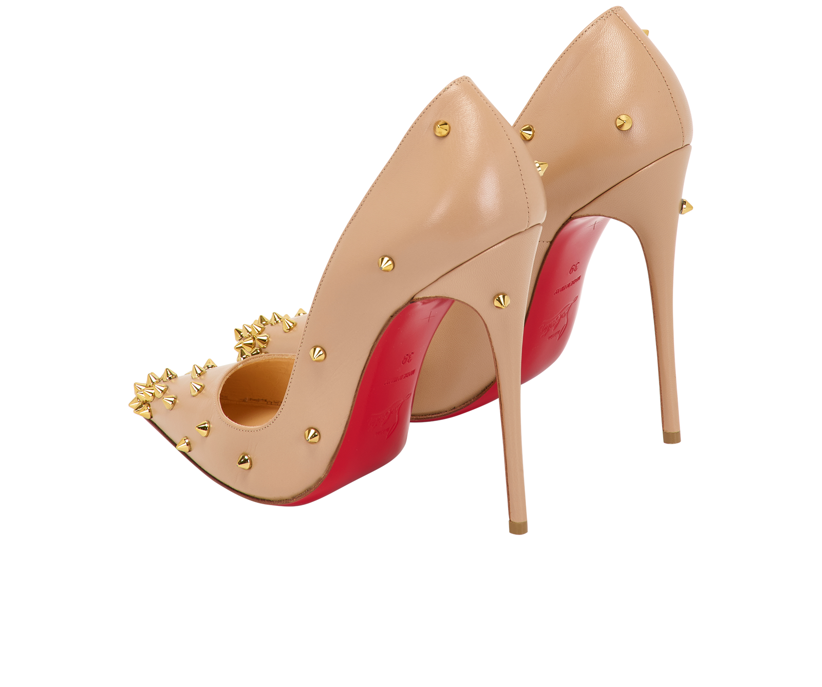 Christian Louboutin Degraspike Pumps, &pound;375, Shoes, Beige, Leather, Back view