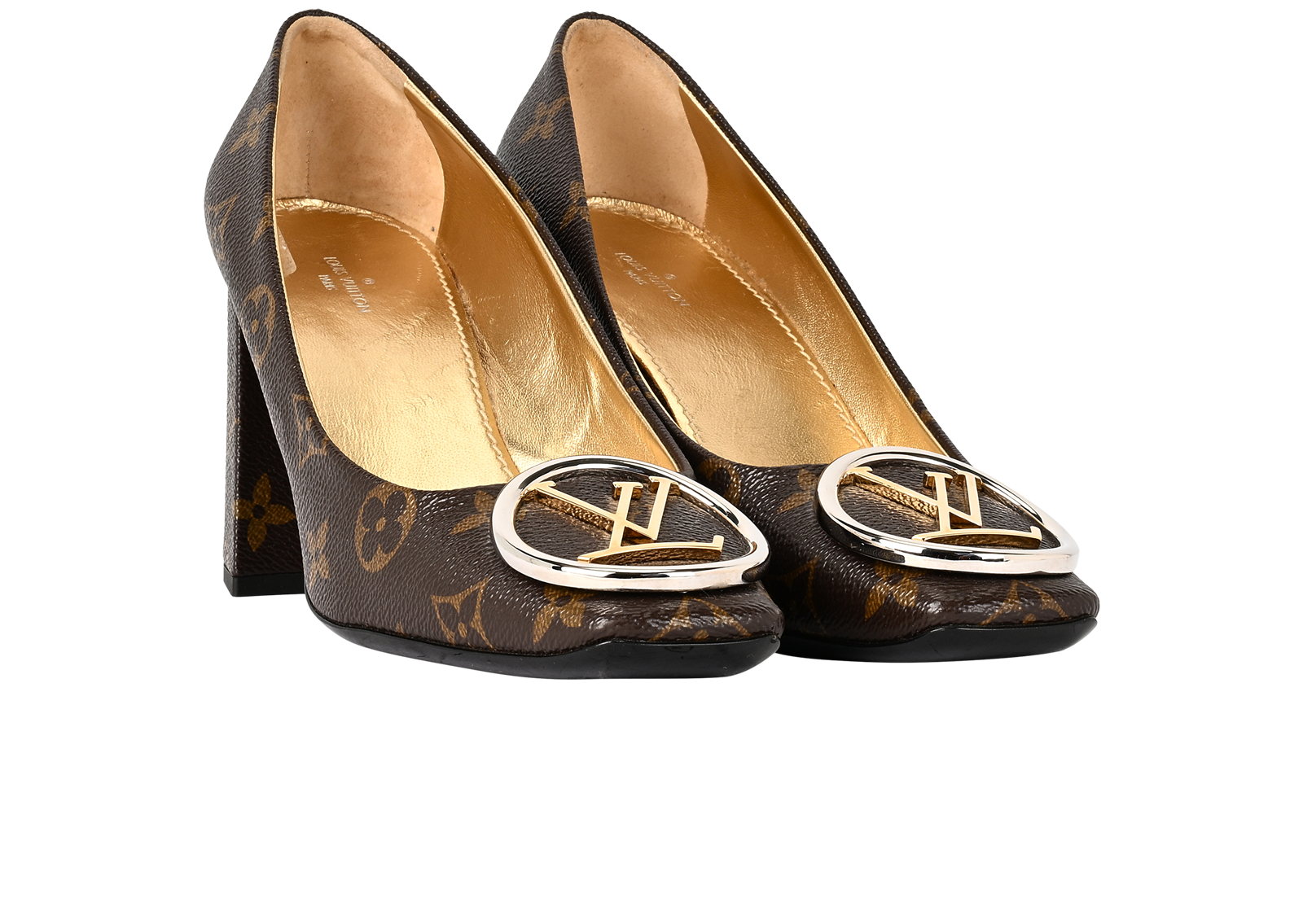 Louis Vuitton Madeleine Block Heel Pumps, &pound;320, Shoes, Brown, Leather, Side view