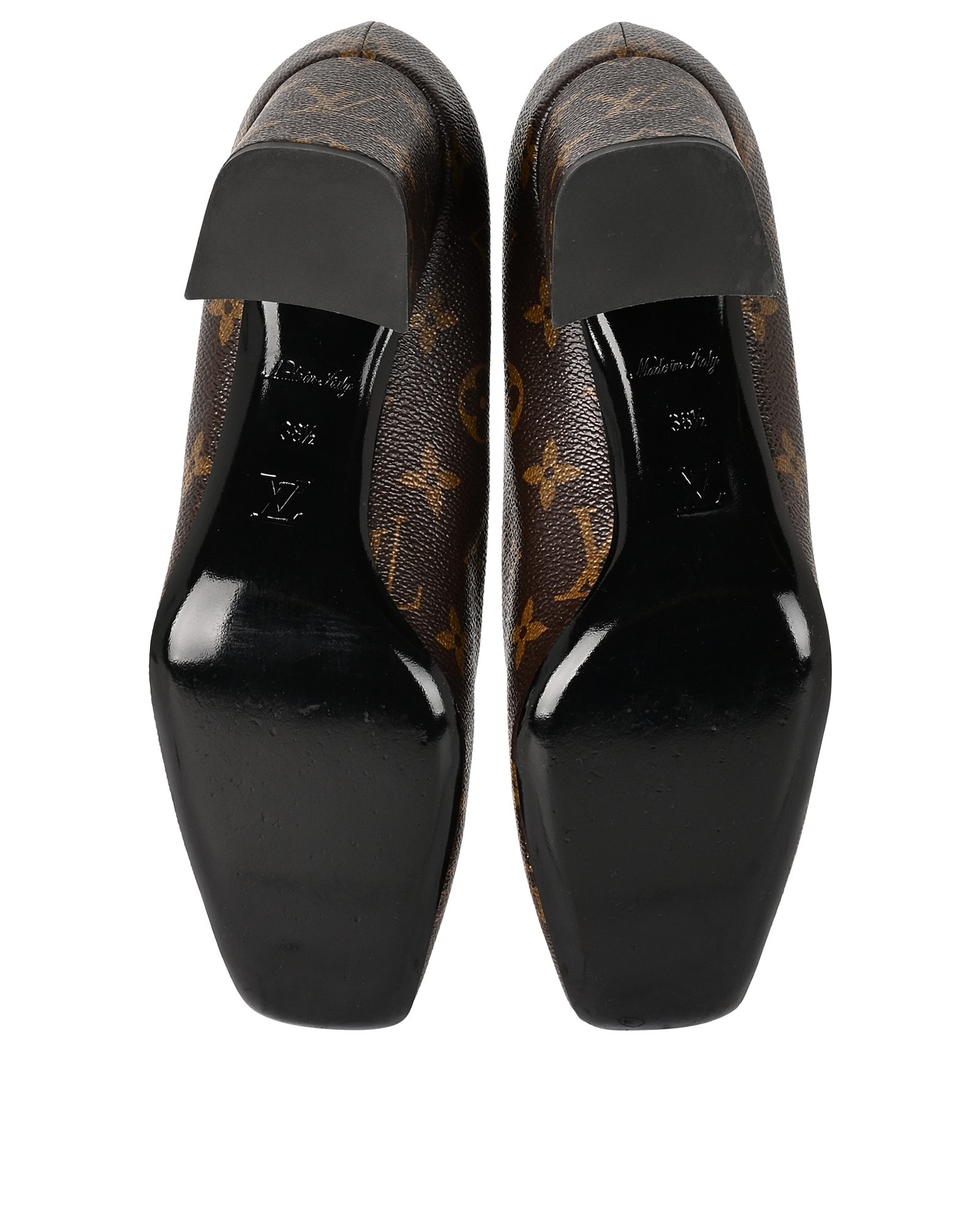 Louis Vuitton Madeleine Block Heel Pumps, &pound;320, Shoes, Brown, Leather, Top view