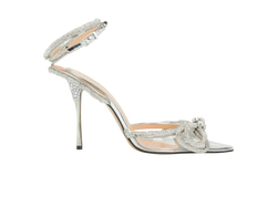 Mach & Mach Double Bow Embellished Pumps, PVC, Clear/Silver, UK4, 2*