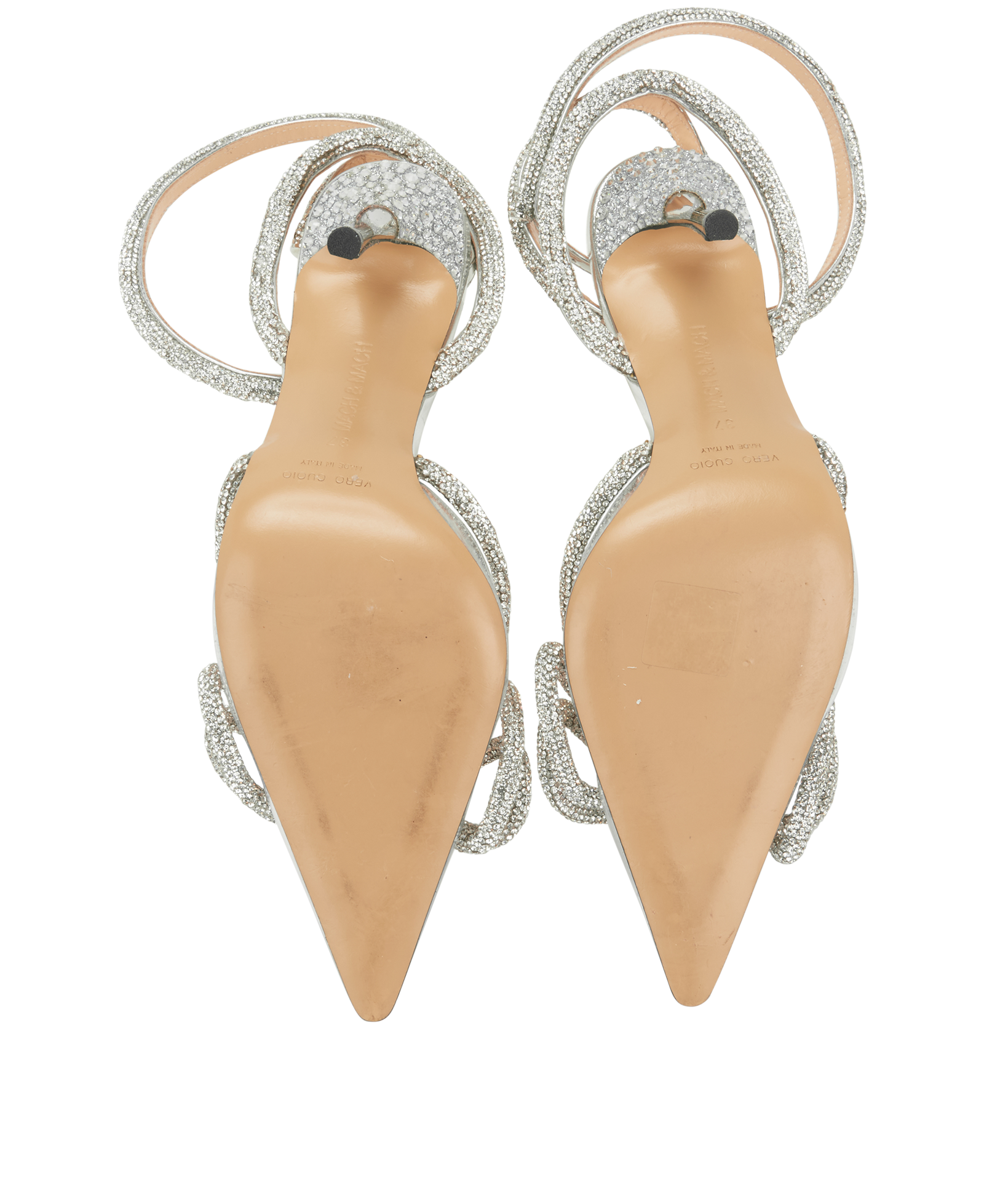 Mach & Mach Double Bow Embellished Pumps, &pound;395, Shoes, Silver, PVC, Top view