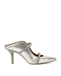 Malone Souliers Crystal Strap Heels, Leather, Silver, 6, 4