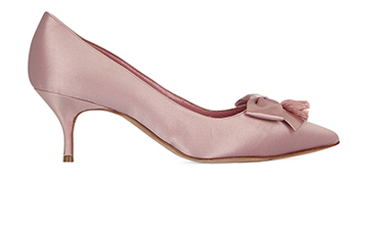 Manolo Blahnik Bow and Tassel Kitten Heels, front view