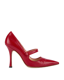 Manolo Blahnik Pointed Toe Heels, Leather, Red, UK 3.5