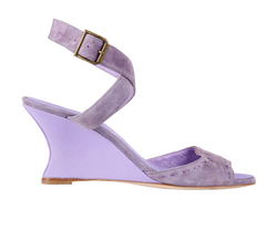 Manolo Blahnik Wedges Sandals- UK4, Suede, Purple, 2*