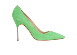 Manolo Blahnik Pointed Toe Heels, Suede, Green, UK 7, 3*