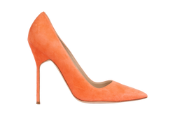 Manolo Blahnik Pointed Toe Heels, Suede, Orange, UK 7, 2*