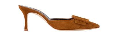 Manolo Blahnik Maysale 210 Mules, &pound;350, Shoes, Brown, Suede, Front view