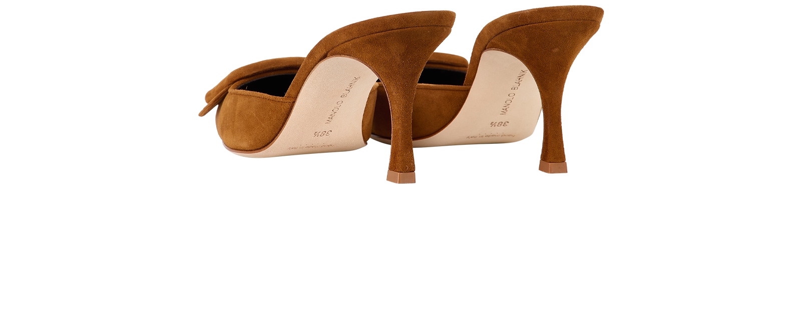 Manolo Blahnik Maysale 210 Mules, &pound;350, Shoes, Brown, Suede, Back view