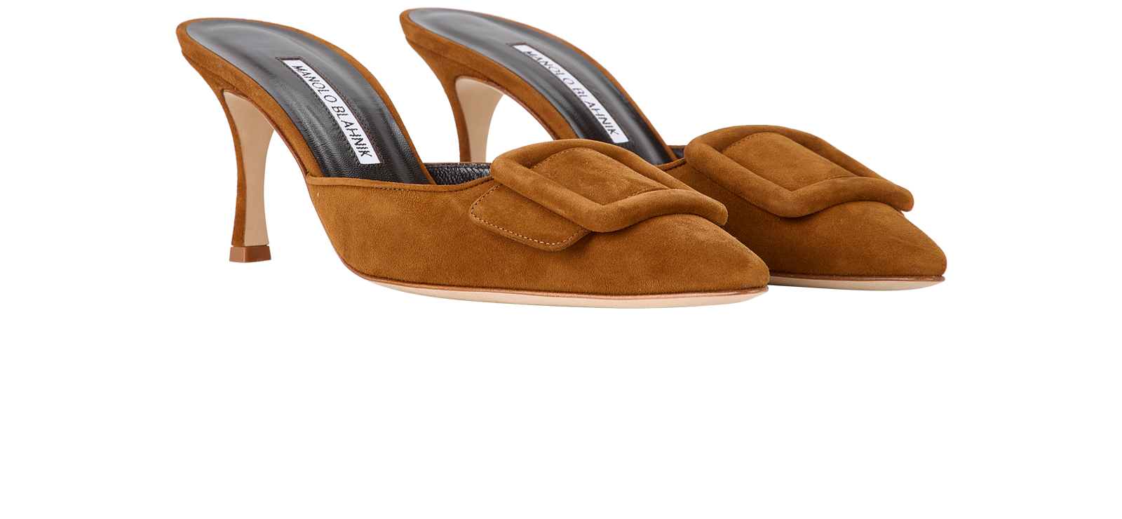 Manolo Blahnik Maysale 210 Mules, &pound;350, Shoes, Brown, Suede, Side view