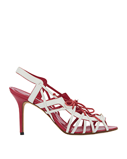 Manolo Blahnik Laced Slingbacks Sandals, Leather, Pink/White, UK 5.5