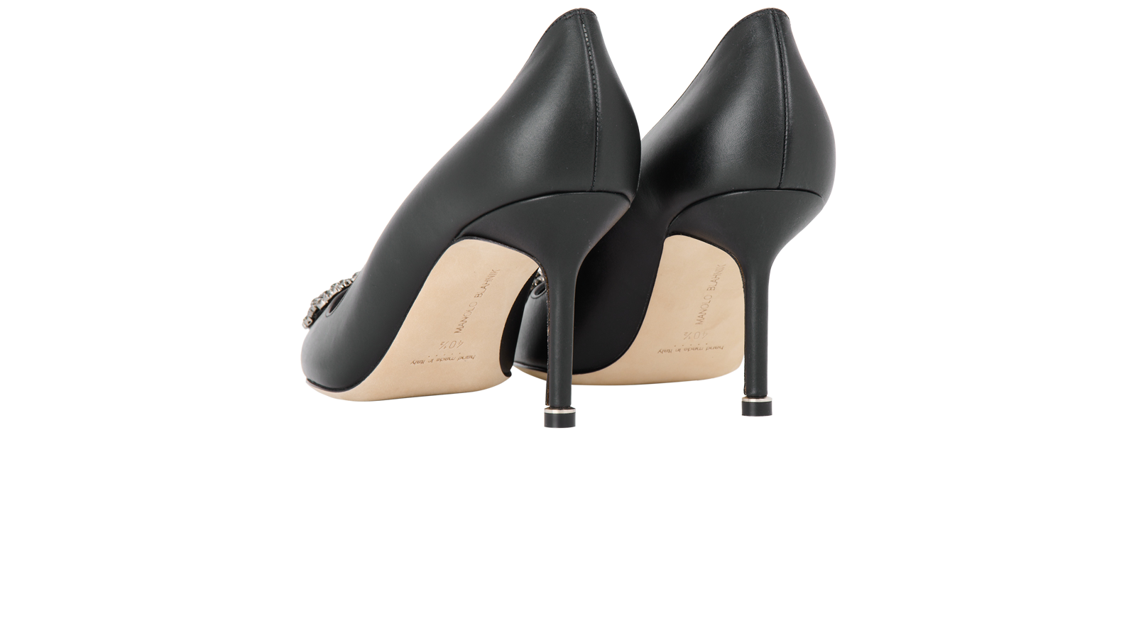 Manolo Blahnik Hangisi, &pound;420, Shoes, Black, Leather, Back view