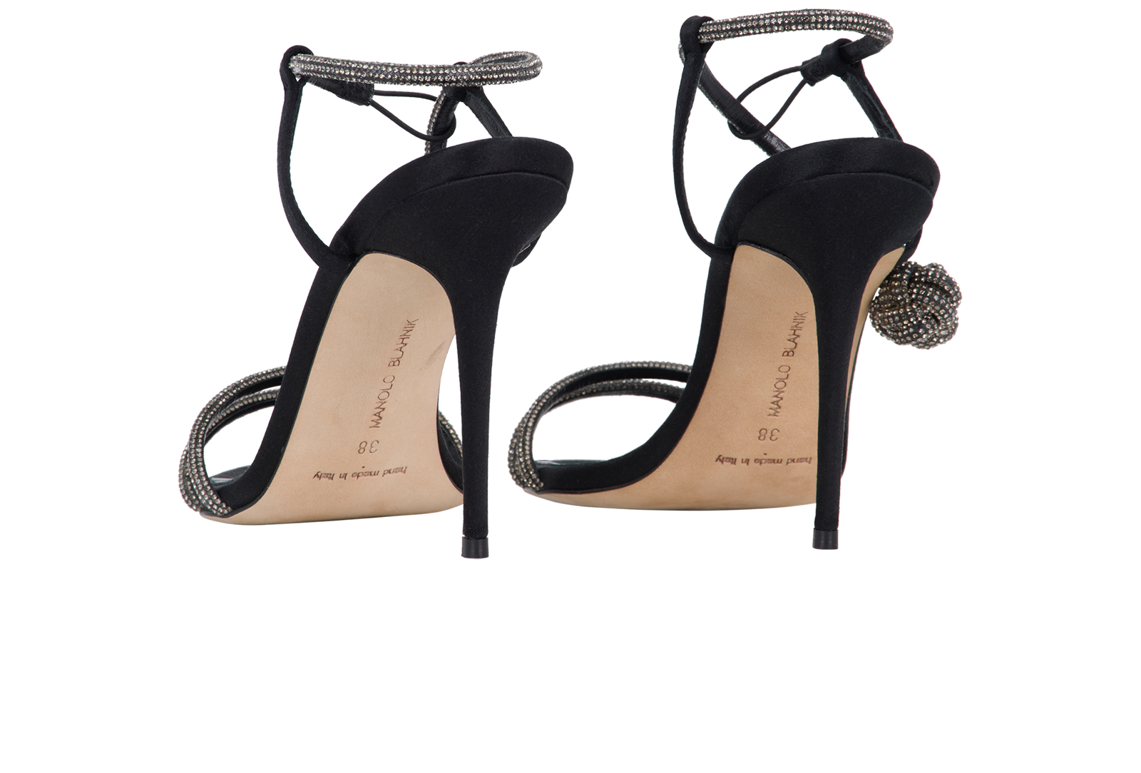 Manolo Blahnik Diablica Sandals, &pound;250, Shoes, Black, Satin, Back view